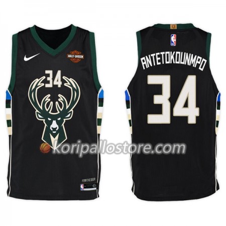 Milwaukee Bucks Giannis Antetokounm 34 Nike 2017-18 Musta Miesten Pelipaidat Swingman 